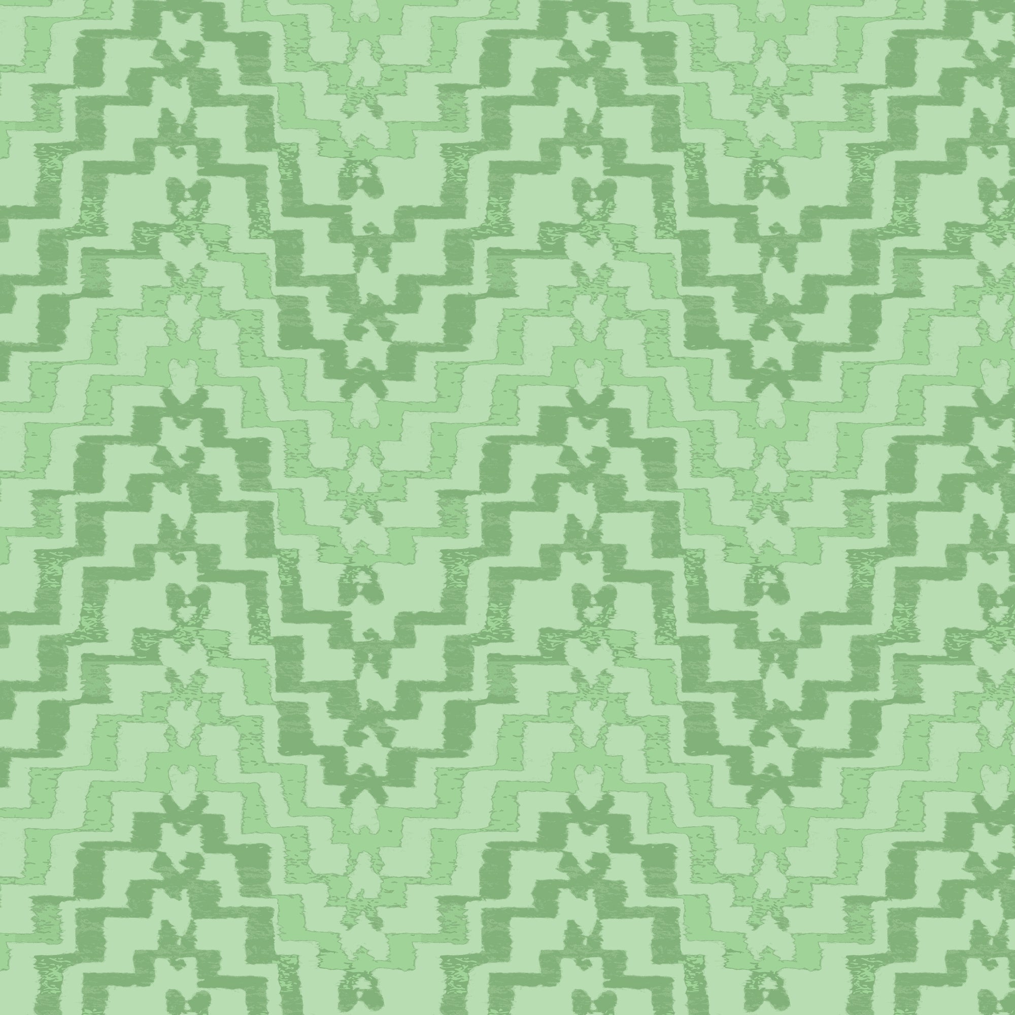 Hand drawn stepped chevron stripe in tonal green.