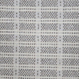 Broadloom carpet in slim plaid pattern in cream and grey.