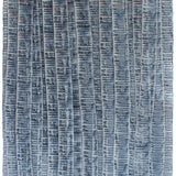 Sheet of hand-painted wallpaper with an undulating ribbon pattern in navy on a silver field.
