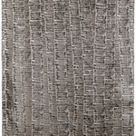 Sheet of hand-painted wallpaper with an undulating ribbon pattern in charcoal on a silver field.