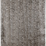 Sheet of hand-painted wallpaper with an undulating ribbon pattern in charcoal on a silver field.