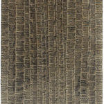 Sheet of hand-painted wallpaper with an undulating ribbon pattern in brown on a brass field.