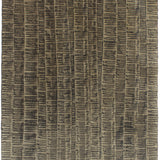 Sheet of hand-painted wallpaper with an undulating ribbon pattern in brown on a brass field.