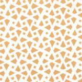 Detail of fabric in a geometric lattice print in yellow on a white field.