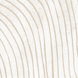 Detail of wallpaper in a curved linear print in cream on a mottled white field.