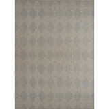 An area rug featuring a classic harlequin diamond pattern in shades of gray and beige.