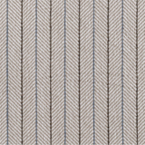 Broadloom carpet in a taupe herringbone stripe with brown and blue pinstripes. 