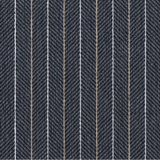 Broadloom carpet in a charcoal herringbone stripe with white and tan pinstripes. 