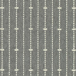 Broadloom carpet in ticking stripe in cream on charcoal grey.
