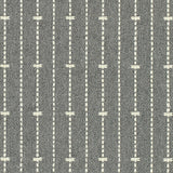 Broadloom carpet in ticking stripe in cream on charcoal grey.