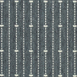 Broadloom carpet in ticking stripe in cream on navy blue. 