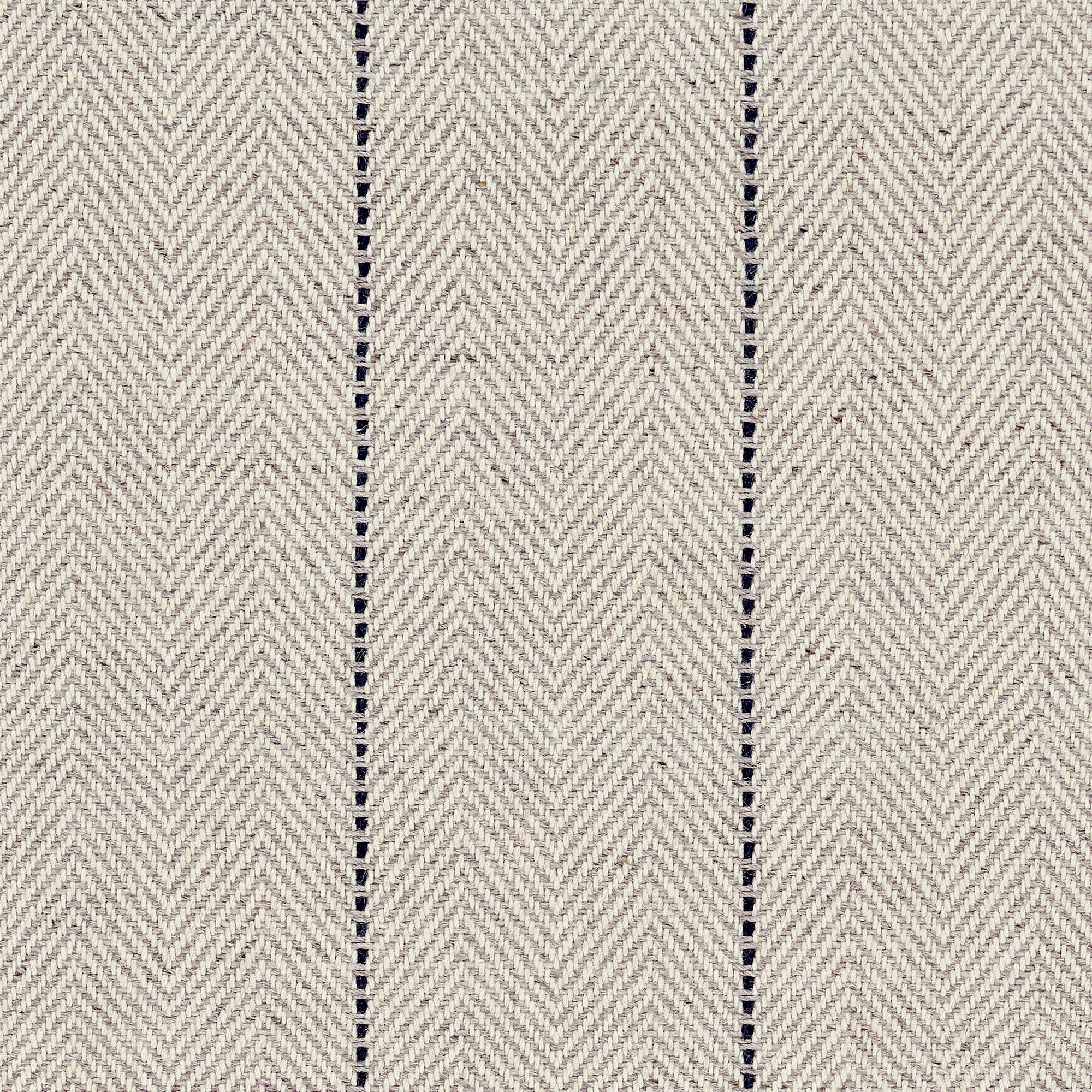 Broadloom carpet in a herringbone in grey with a black accent stripe. 