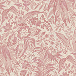 Wallpaper in pink floral and leaf pattern on a cream background