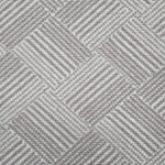 Broadloom rug sample in a diamond pattern in stripes of white and mauve.