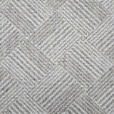 Broadloom rug sample in a diamond pattern in stripes of white and grey.