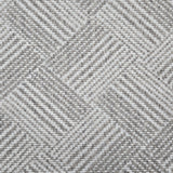 Broadloom rug sample in a diamond pattern in stripes of white and heather grey.