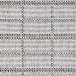 Broadloom carpet detail in plaid grid in shades of brown on a beige field.