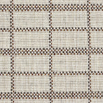 Broadloom carpet detail in plaid grid in shades of burnt sienna on a beige field.