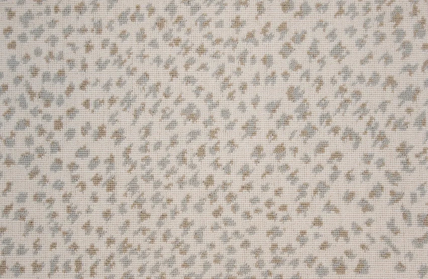 Broadloom carpet swatch in an animal pattern in a tan grey design