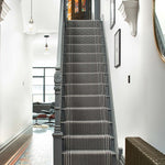 Striped flatweave runner in grey and black