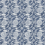 Wallpaper with white floral and leaf design on a navy blue background