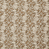 Patterned fabric with white floral design on a brown background