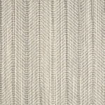 Broadloom carpet in a striated herringbone stripe in cream and grey.