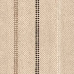 Broadloom carpet in a neutral with widely spaced stripes in shades of brown and cream.