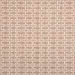 A close-up of broadloom carpet with a textured basketweave pattern in warm cream and clay pink tones.