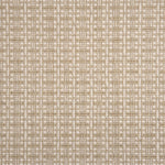 A close-up of broadloom carpet with a textured basketweave pattern in warm cream and taupe.