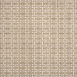A close-up of broadloom carpet with a textured basketweave pattern in warm cream and taupe.