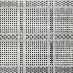 Broadloom carpet in check pattern in shades of dark green with cream. 