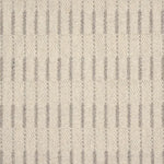 Broadloom carpet sample with a textural stripe in grey on ivory