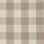 Handwoven fabric in a window pane check in cream and taupe.