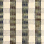 Detail of a hand-woven cotton fabric in soft cream in a plaid windowpane patter in cream, brown, teal and taupe.