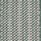  Broadloom carpet in a small scale plaid in turquoise and cream.