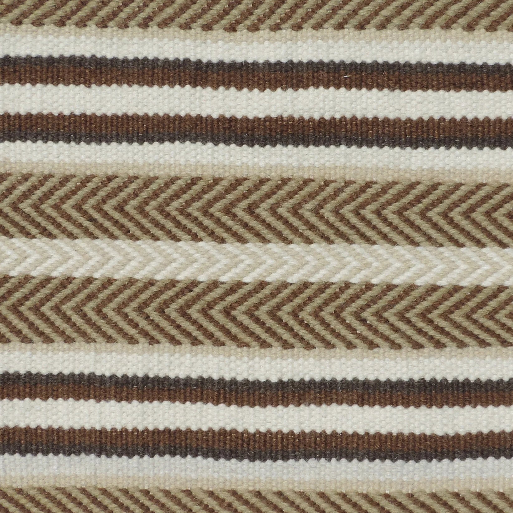 Handmade rug with brown and beige stripes