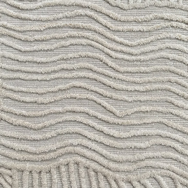 Textured carpet with wavy pattern in gray tones