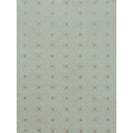 Gand woven rug in a floral filigree pattern in grey, tan and cream on a pastel aqua blue field on white. 