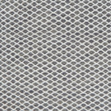Flatweave rug with small scale lattice in white with charcoal grey field. 