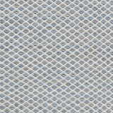 Flatweave rug with small scale lattice in white with light blue field. 