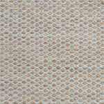 Flatweave rug with small scale lattice in light blue with tan field. 
