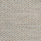 Flatweave rug with small scale lattice in light blue with tan field. 