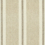 Broadloom carpet in herringbone weave in mixed width stripes in tan, cream and brown.