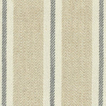 Broadloom carpet in herringbone weave in mixed width stripes in tan, cream and grey.