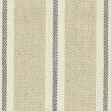 Broadloom carpet in herringbone weave in mixed width stripes in tan, cream and grey.