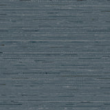 Detail of wallpaper in a textural striped pattern in shades of blue and navy.
