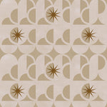 Curvilinear art deco inspired pattern in taupe, beige and brown.