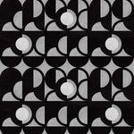 Curvilinear art deco inspired pattern in black, grey and white.