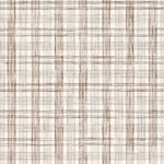 Fabric with watercolor plaid pattern in shades of dark brown.